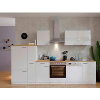 Küchenzeile Economy mit Geräten 310 cm Weiß/Nussbaum Dekor - Nussbaumfarben/Weiß, Basics, Holzwerkstoff (310cm) - Respekta