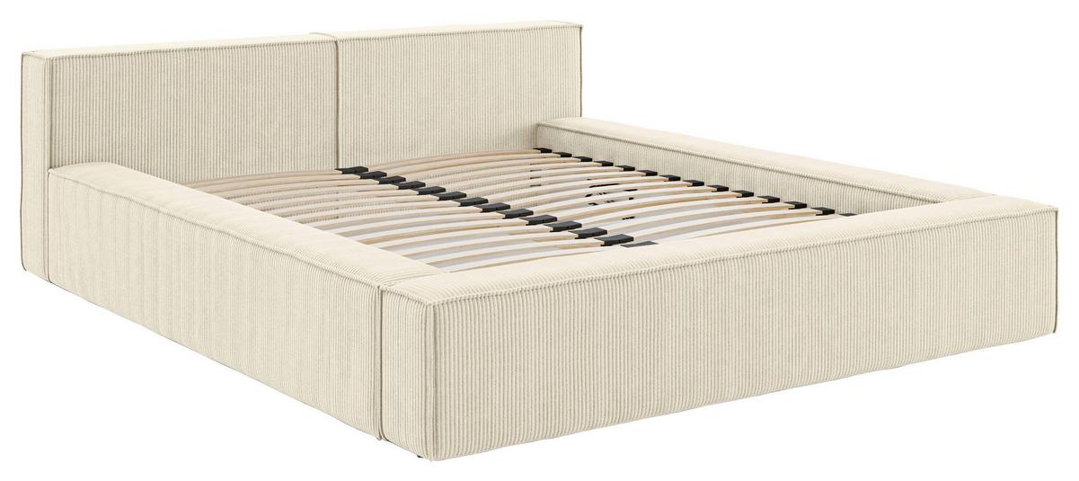 Polsterbett inkl. Lattenrost 180x200 - Beige/Schwarz, Basics, Holz/Textil (180/200cm) - Livetastic
