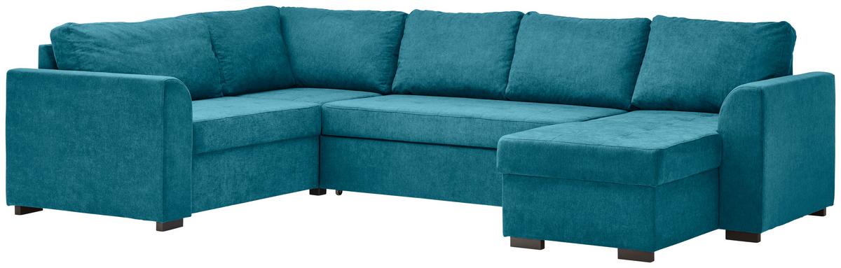 Rozkládací sedací souprava Reno U, barva petrolej - petrolej/černá, Design, textil/plast (205/311/160cm) - Xora