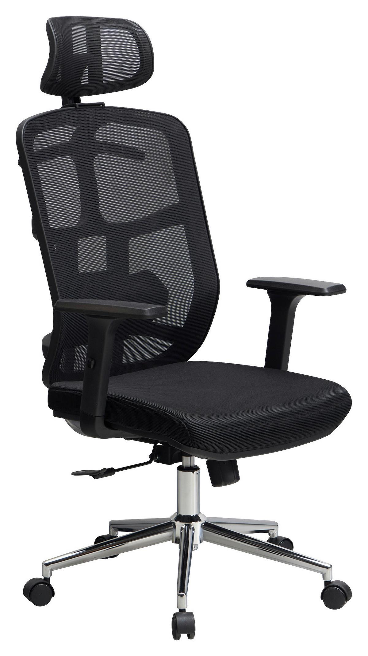 Drehstuhl Schwarz B: 68 Cm - Chromfarben/Schwarz, Design, Kunststoff/Textil (68/130/68cm) - MID.YOU