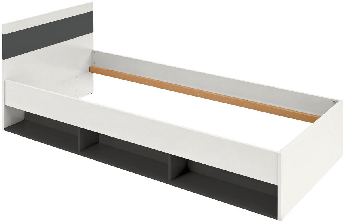 Bett Basic Two Kaschmir/Anthrazit 90x200 - Kaschmir/Anthrazit, KONVENTIONELL, Holzwerkstoff (90/200cm)