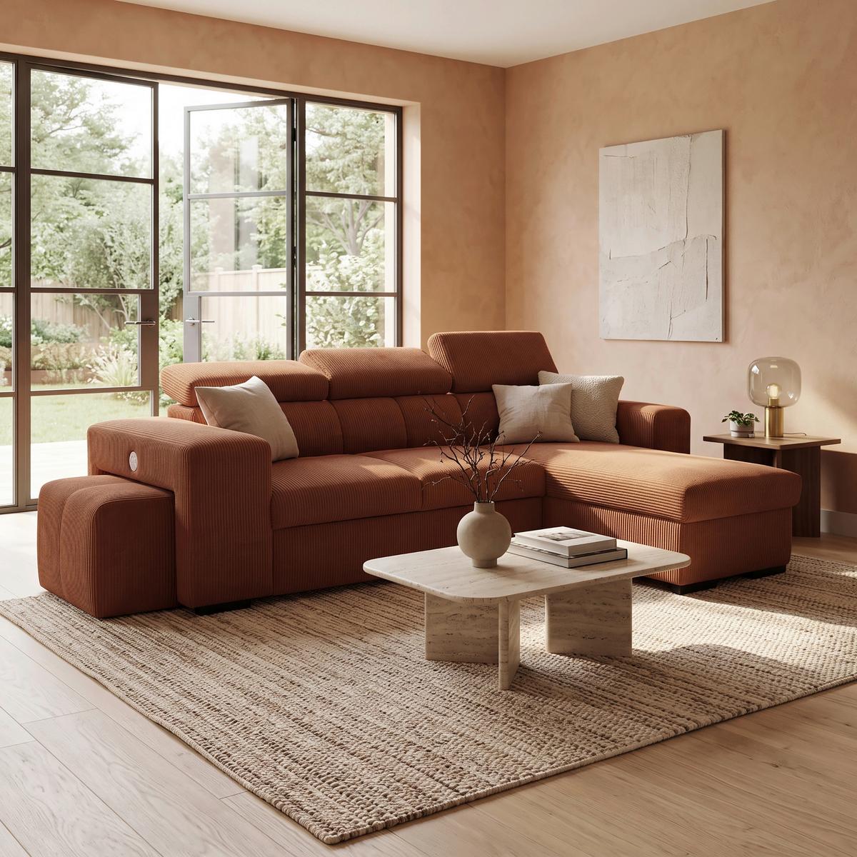 Ecksofa Sirius M terracotta, 251x165cm - Terracotta, KONVENTIONELL, Holz/Holzwerkstoff (251/165cm)