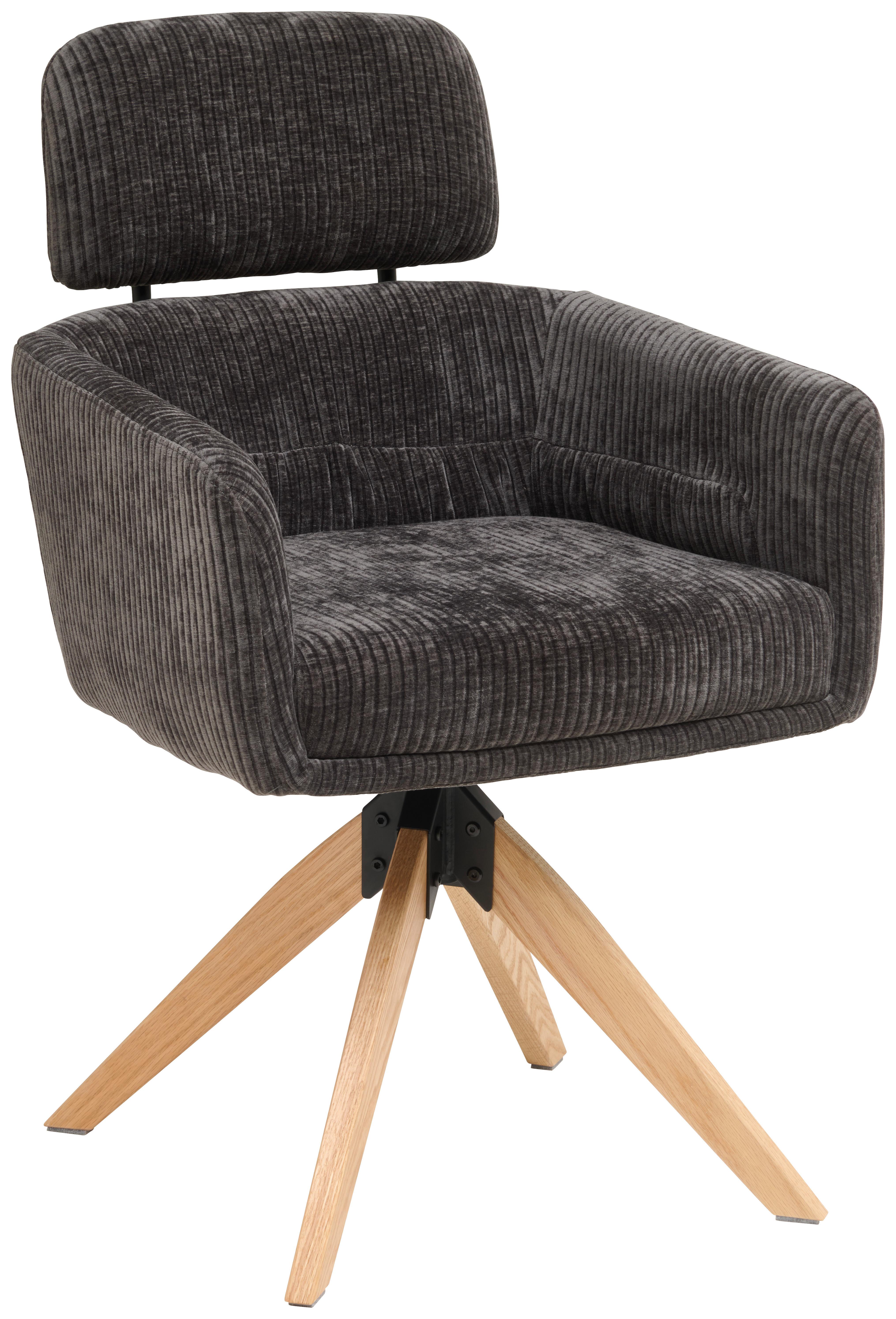 Armlehnstuhl Mattis Cord Anthrazit, B: 60 Cm - Anthrazit/Naturfarben, KONVENTIONELL, Holz/Textil (60/90/69cm) - Livetastic