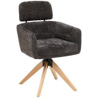 Armlehnstuhl Mattis Cord Anthrazit, B: 60 cm - Anthrazit/Naturfarben, KONVENTIONELL, Holz/Textil (60/90/69cm) - Livetastic