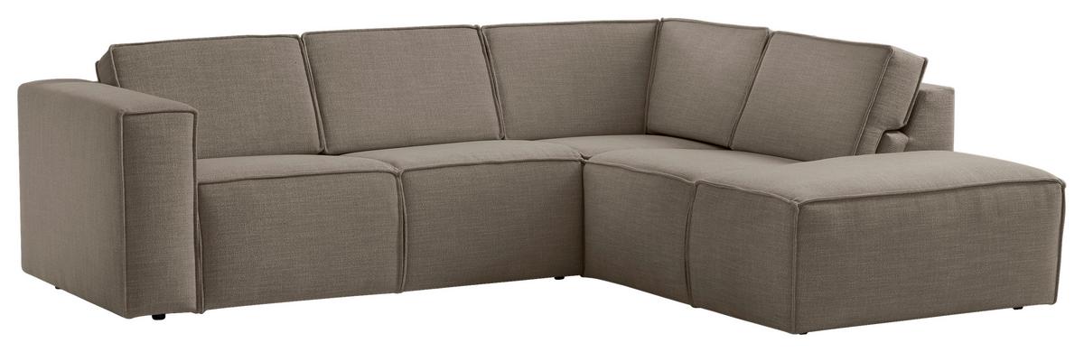 Ecksofa Dice Taupe/Grau 275x220 cm - Taupe/Schwarz, MODERN, Textil (275/220cm) - Trendmanufaktur