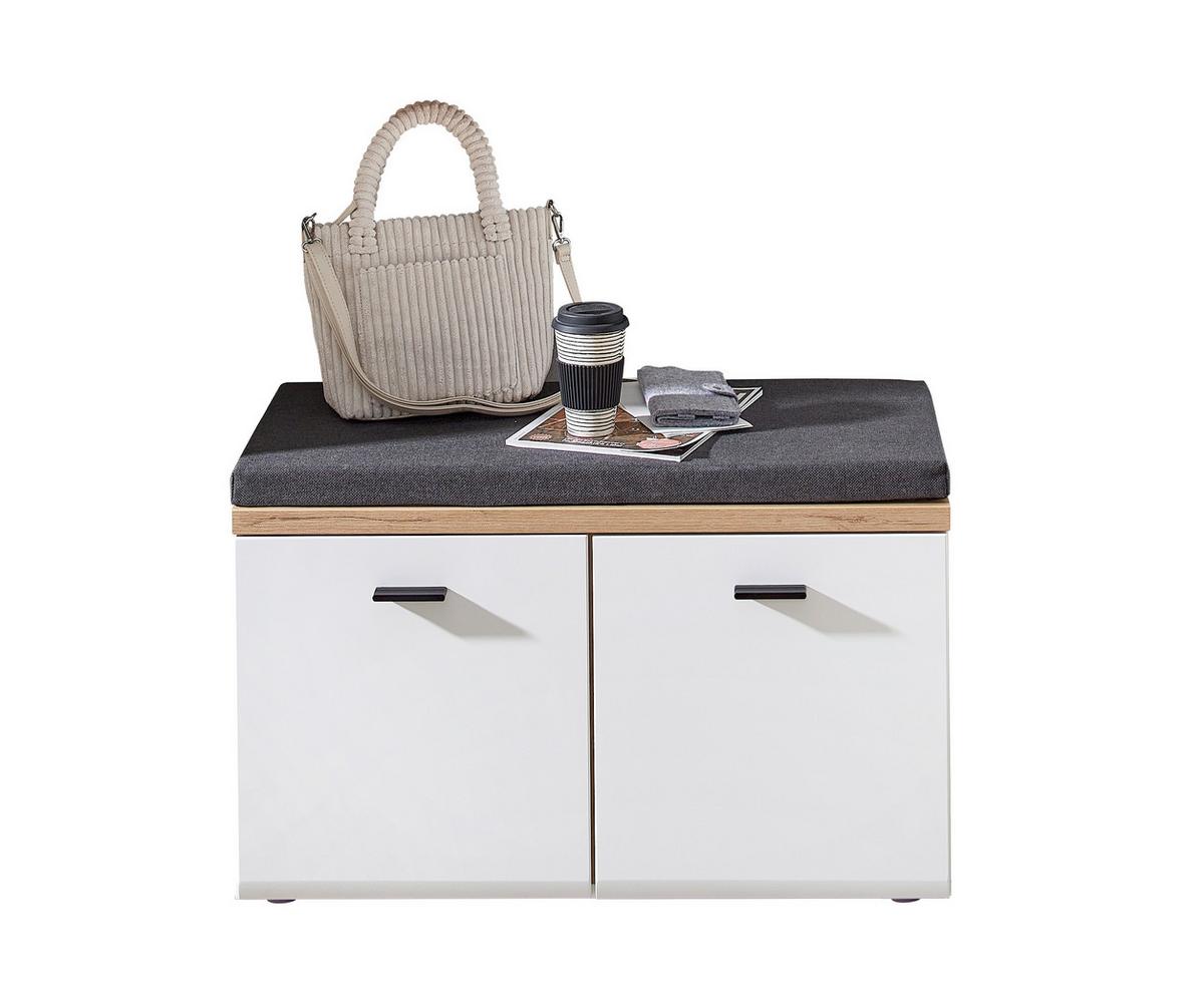 Garderobenbank Fresno Weiß/Eiche Artisan, B: 80 cm - Anthrazit/Schwarz, Design, Holzwerkstoff/Textil (80/51/40cm) - Livetastic