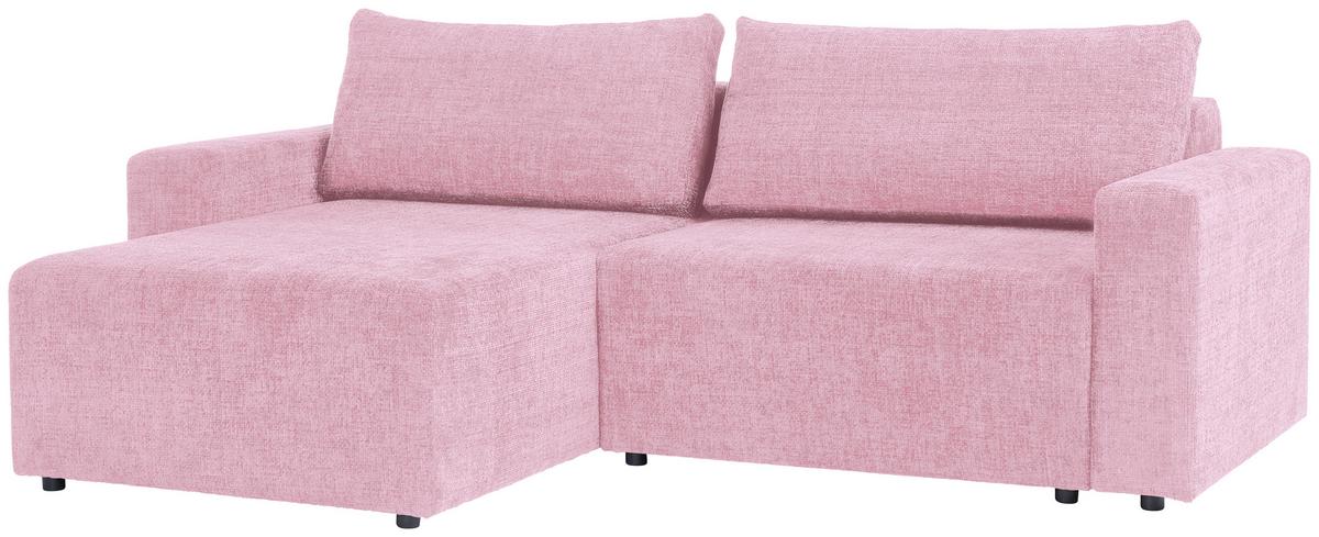 Ecksofa Dallas - Schwarz/Rosa, MODERN, Holz/Kunststoff (258/173cm)