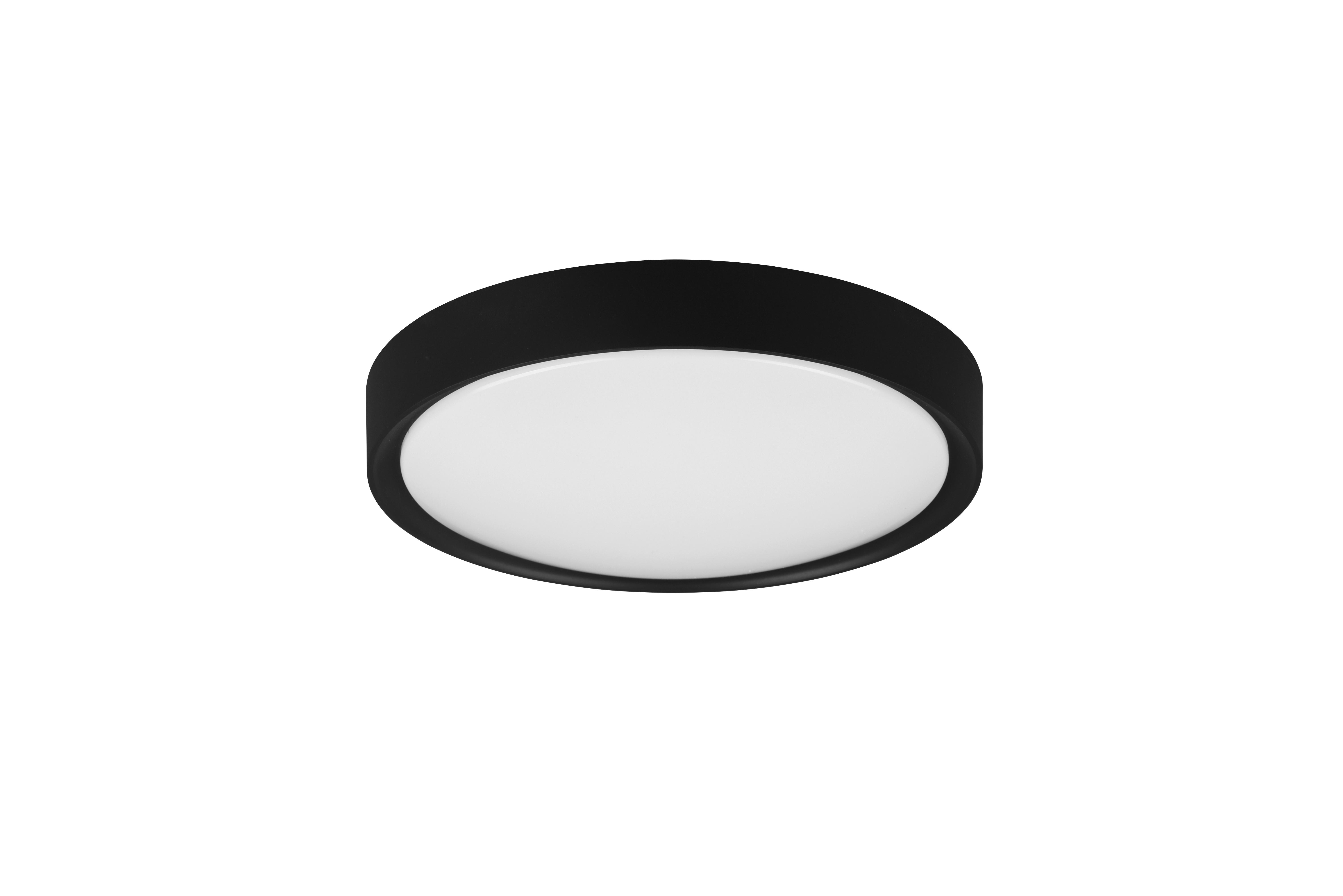 LED-Deckenleuchte Clarimo Ø 33 cm, 1-Flammig, Rund - Schwarz, Basics, Kunststoff (33/9cm) - Trio Leuchten