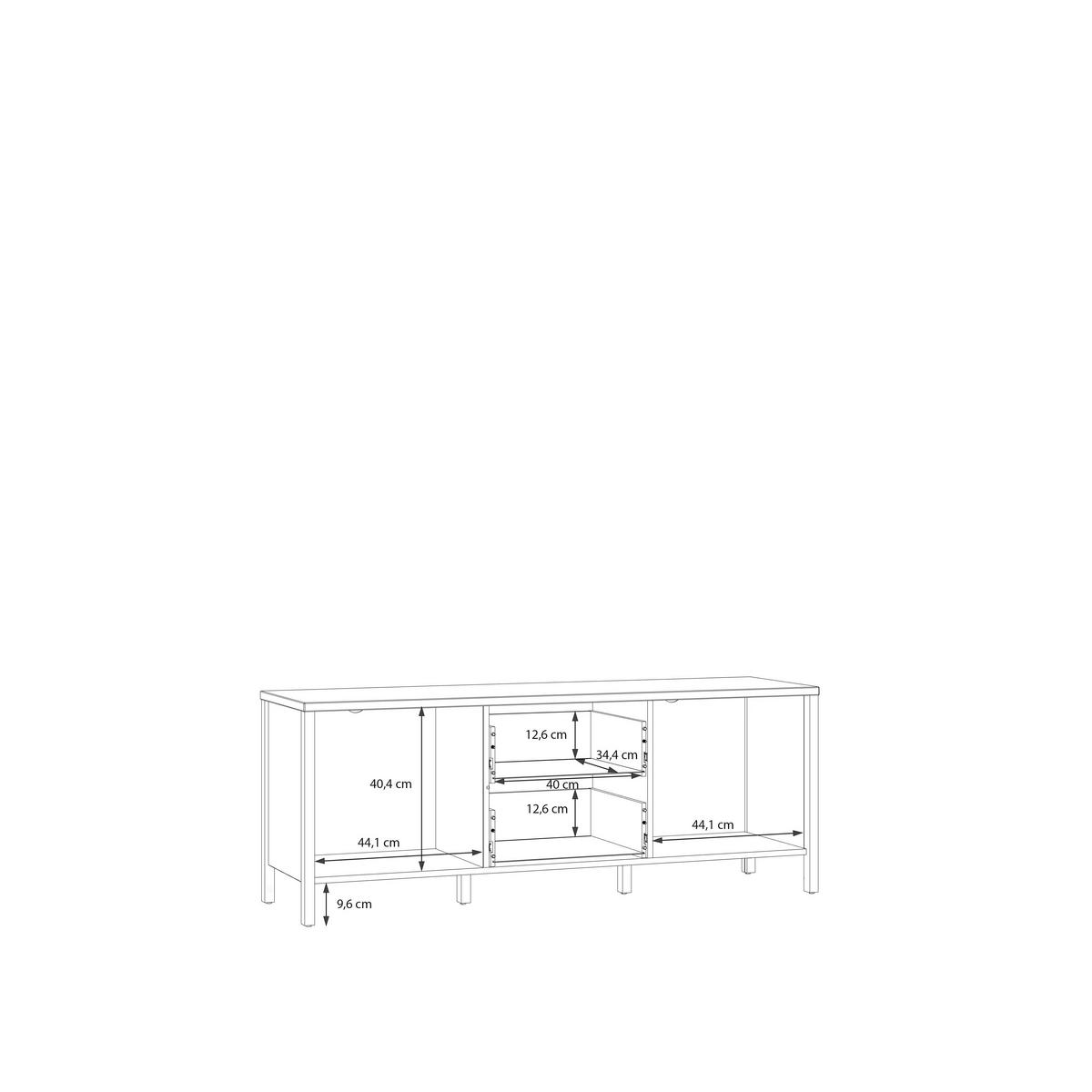 TV komoda Kirikus, š: 140cm - černá/dub artisan, Lifestyle, kompozitní dřevo (139,8/54,3/40,2cm) - Mömax
