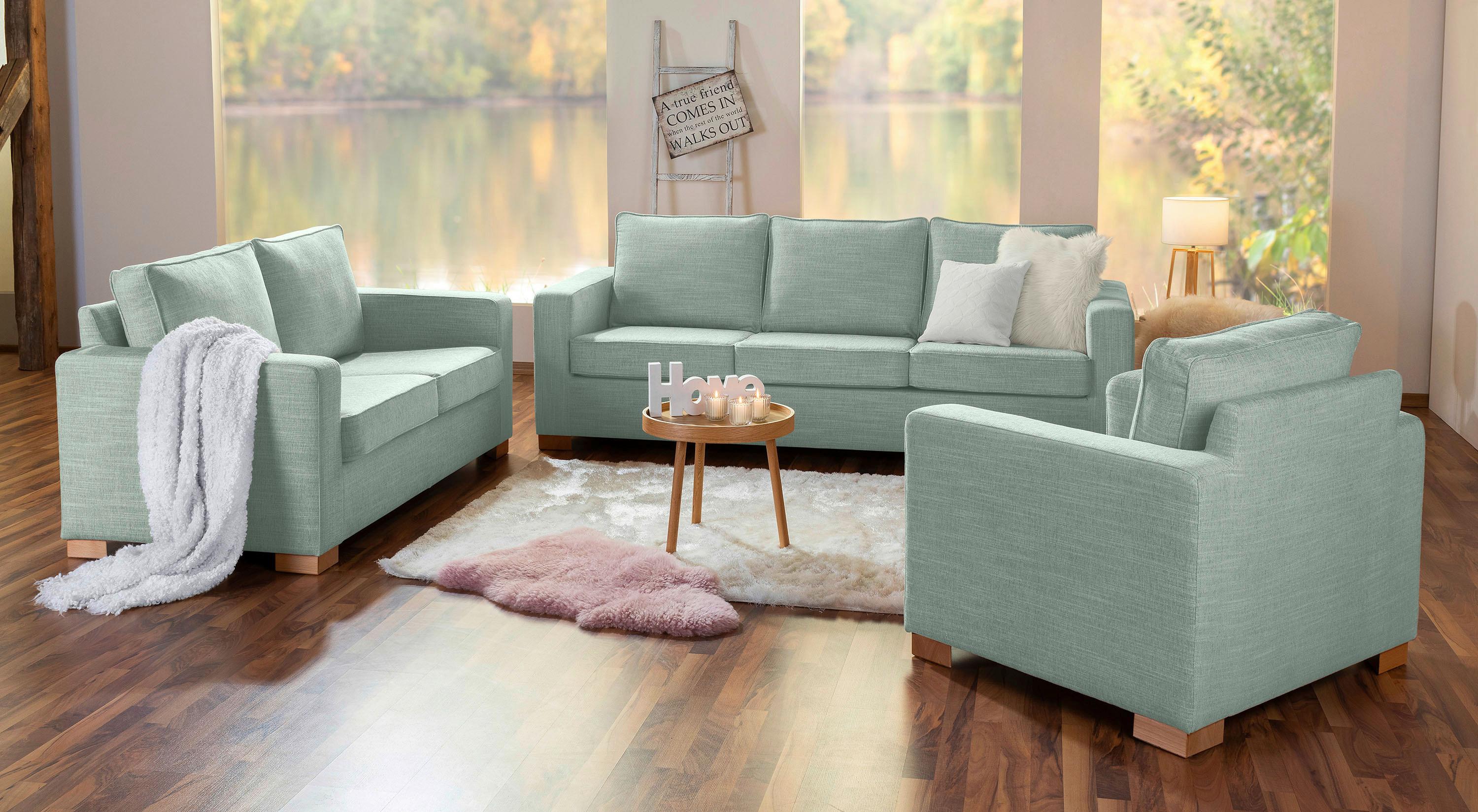 2-Sitzer-Sofa Nebraska Mit Armlehnen Eisblau Chenille - Blau/Naturfarben, Design, Textil (165/88/87cm) - Max Winzer