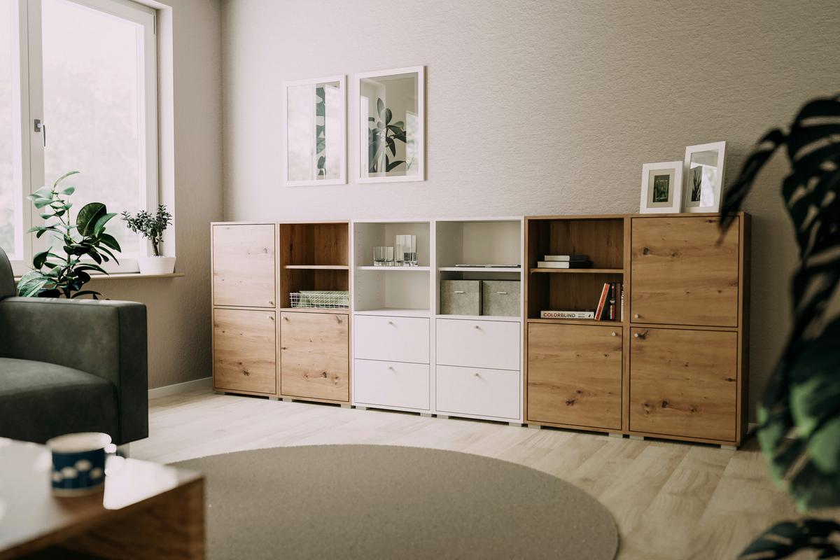 Regal Erweiterbar Fyn 20d 46 Cm Eiche Artisan Dekor - Alufarben/Eiche Artisan, Design, Holzwerkstoff (46/96,5/33,5cm) - MID.YOU