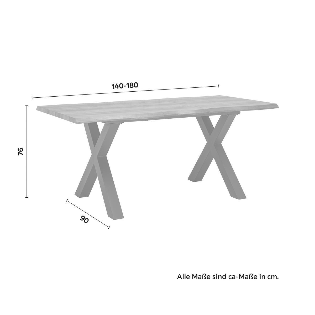 Rozkládací jídelní stůl LIA 140-180x76x90 cm - černá/barvy vlašských ořechů, Moderní, kov/kompozitní dřevo (140-180/90/76cm) - Bessagi Home