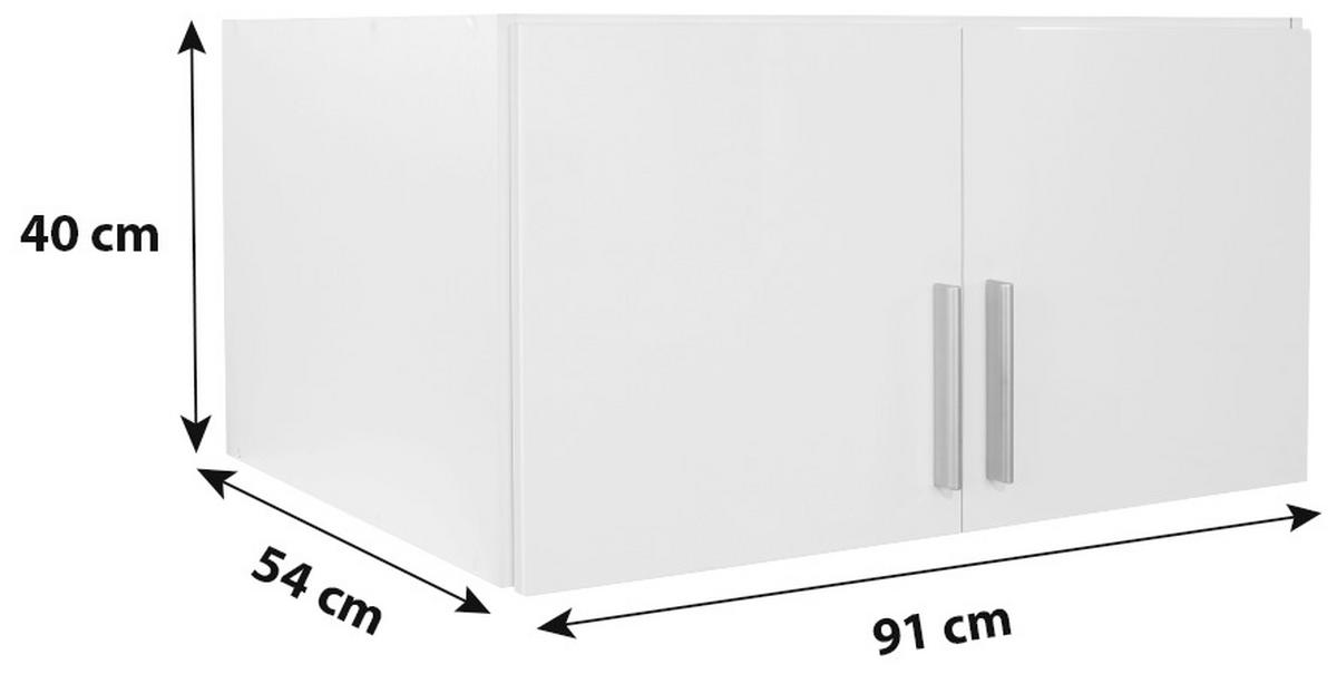 NÁSTAVEC NA ŠATNÍ SKŘÍŇ KE  2-DV. SKŘÍNI  CELLE - bílá/vysoce lesklá bílá, Moderní, dřevo/plast (91/40/54cm)