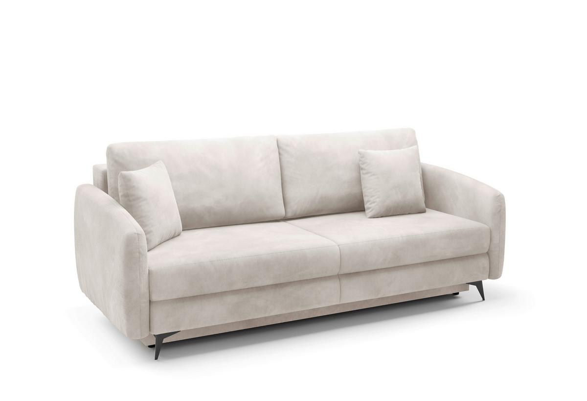 Schlafsofa Ingrid Creme B: 230cm - Creme/Schwarz, Design, Textil (230/100/103cm) - Livetastic