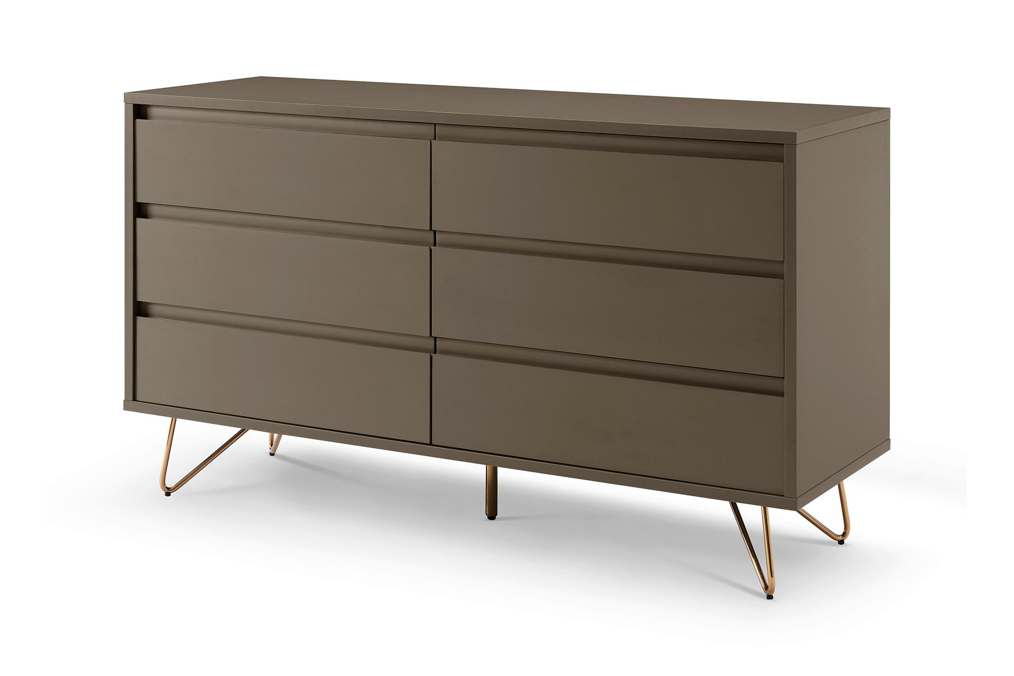 Kommode Grau B: 120cm - Messingfarben/Grau, Design, Holzwerkstoff (120/70/40cm) - Livetastic