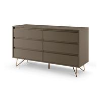Kommode Grau B: 120cm - Messingfarben/Grau, Design, Holzwerkstoff (120/70/40cm) - Livetastic