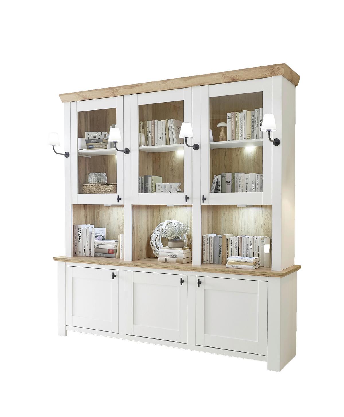 Mehrzweckschrank Bristol Eiche-/Pinienfarben B: 198cm - Eichefarben/Eiche Wotan, Design, Holzwerkstoff (198/206/45cm) - MID.YOU