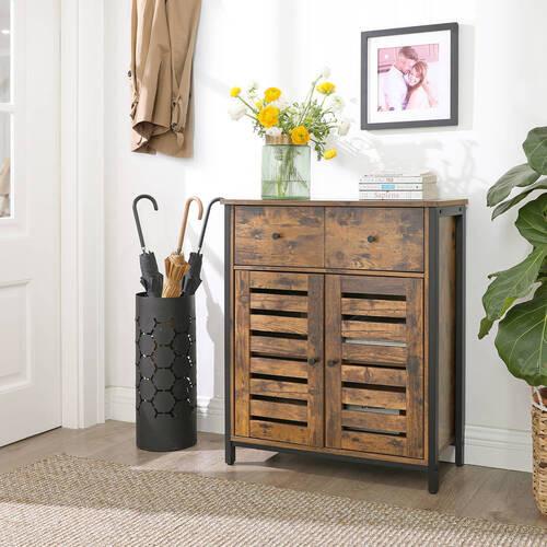 Kommode B: 70 cm Braun/Schwarz - Schwarz/Braun, Trend, Holzwerkstoff/Metall (70/80/30cm) - Boxxx