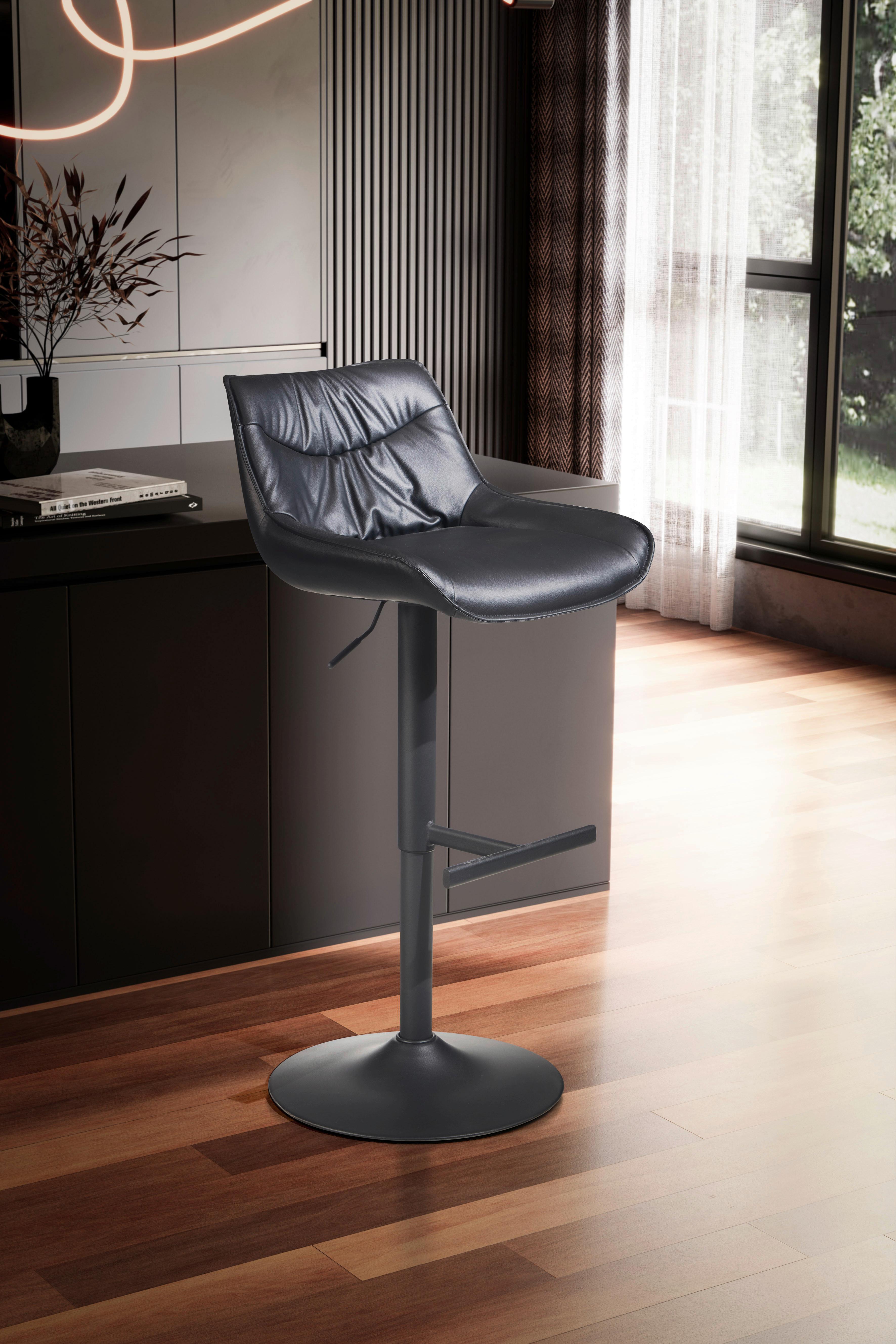 Barhocker Schwarz, B: 45 cm - Schwarz, Design, Textil/Metall (45/106/55cm) - MID.YOU