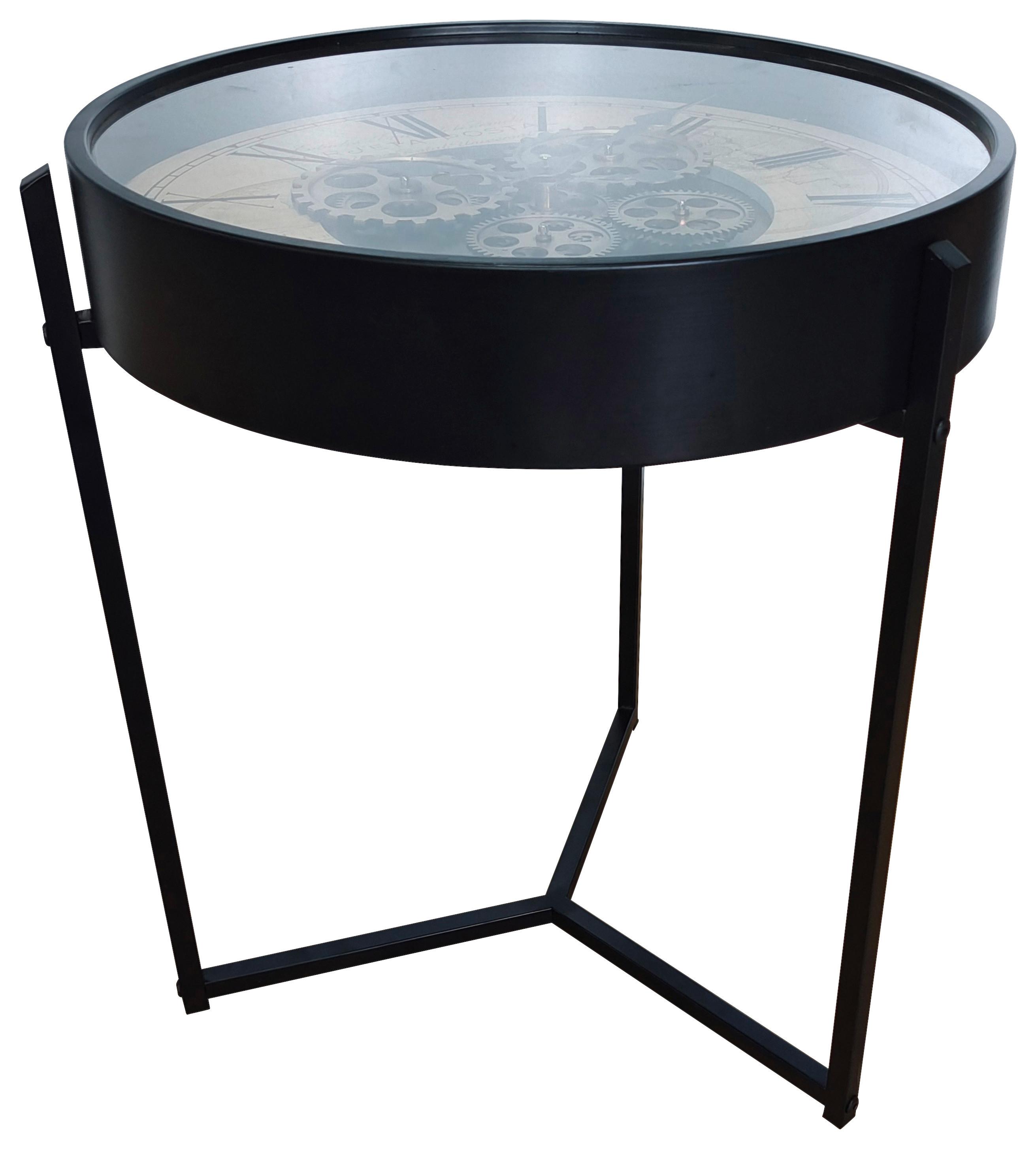 Konferenční stolek TIME P: 50cm - černá, Moderní, kov/sklo (49,5/57cm)