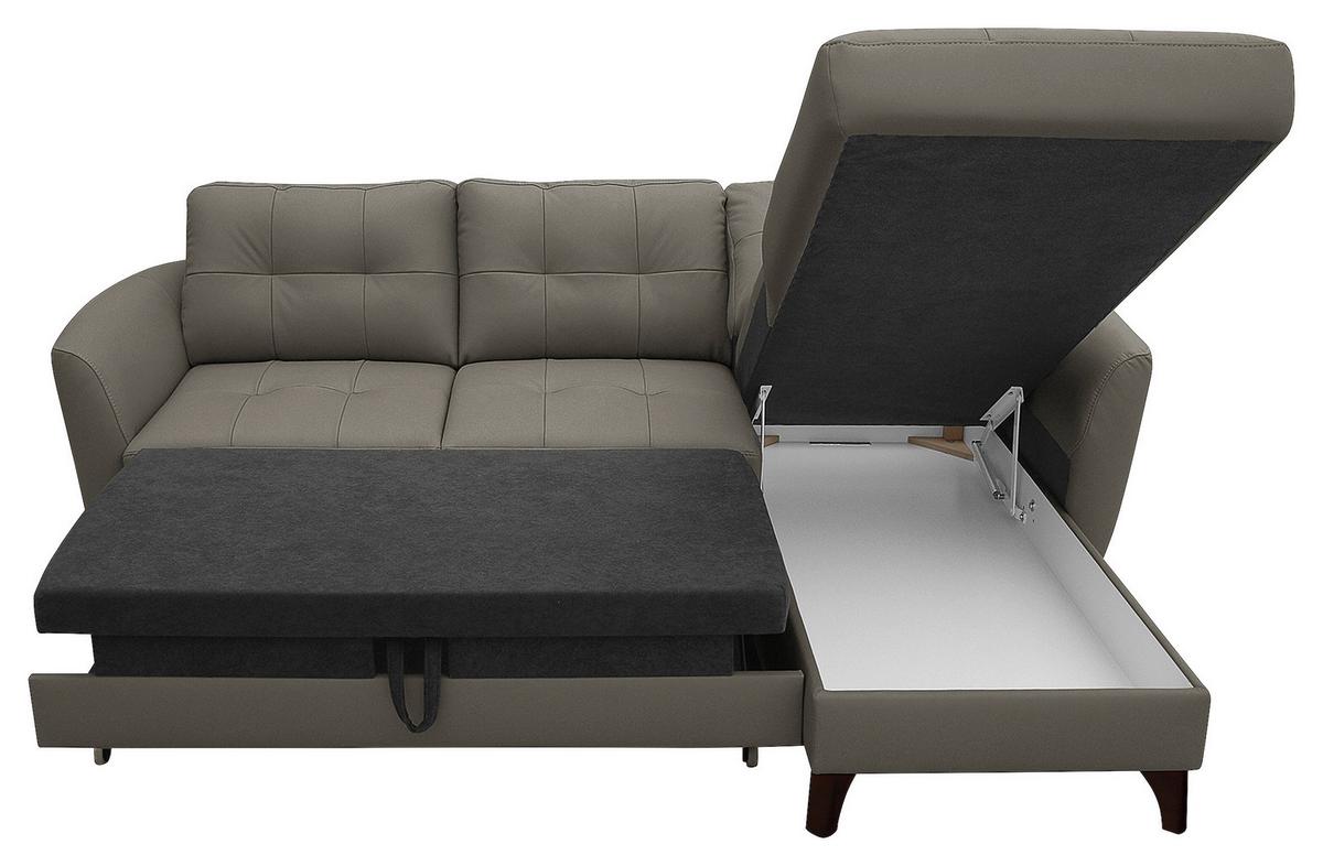 Ecksofa Nordic Schlammfarben S: 238x168 cm - Schlammfarben/Buchefarben, Design, Leder/Textil (238/168cm) - Livetastic