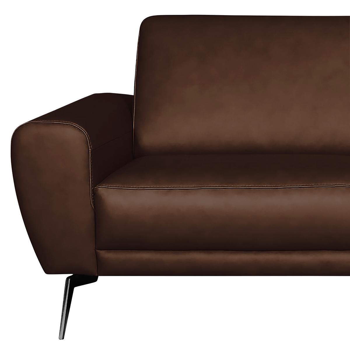 3-Sitzer-Sofa Spring, Dunkelbraun B: 207 cm - Dunkelbraun/Schwarz, Design, Leder (207/85/92cm) - Livetastic