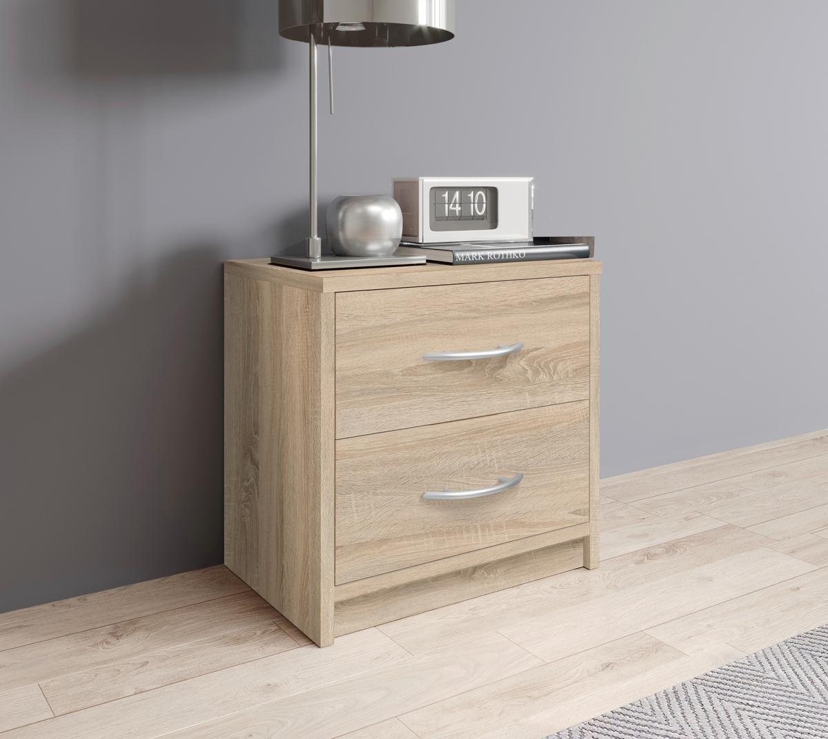 Nachtkästchen Pepe B: 38,5 Cm Sonoma Eiche - Schwarz/Sonoma Eiche, Basics, Holzwerkstoff (38,5/39/28,2cm) - P & B