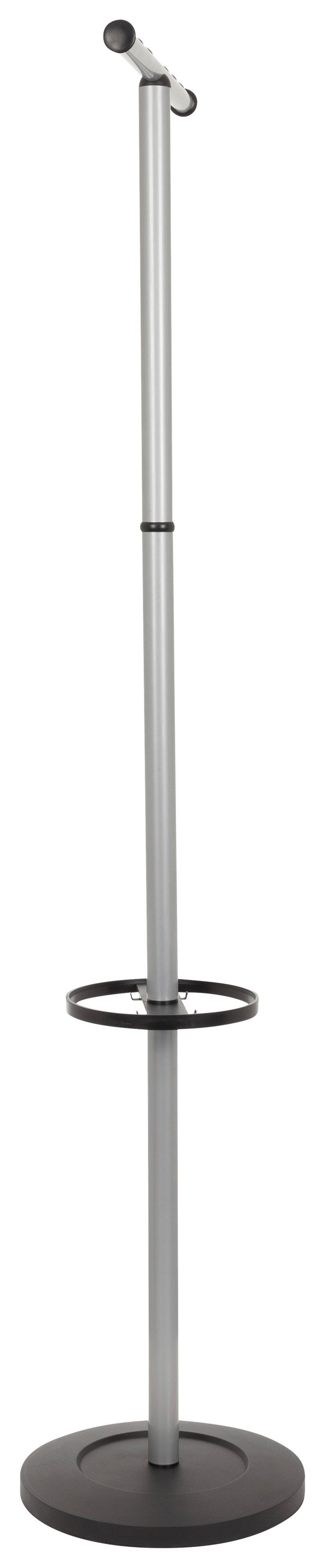 Kleiderständer Space I Schwarz /silber Stahl 2 Haken H: 172cm - Silberfarben/Schwarz, MODERN, Stein/Metall (49/172/35cm) - MID.YOU
