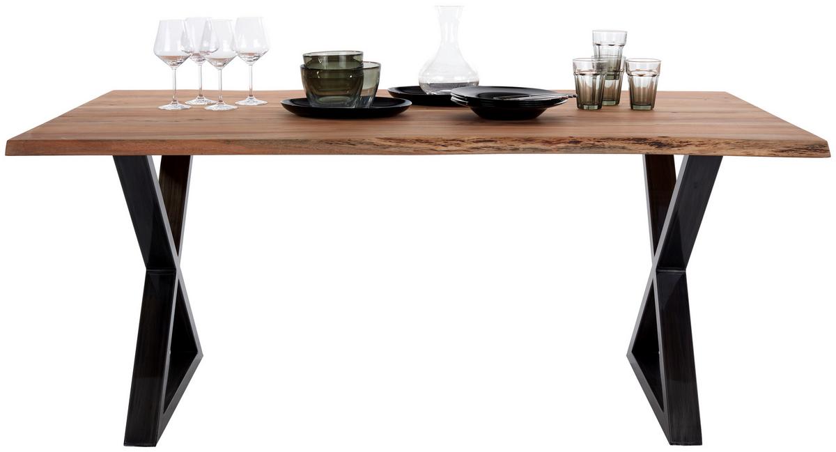 Esstisch mit Massivholz-Platte Calabria 180x100 cm Akazie - Schwarz/Akaziefarben, MODERN, Holz/Metall (180/78/100cm)