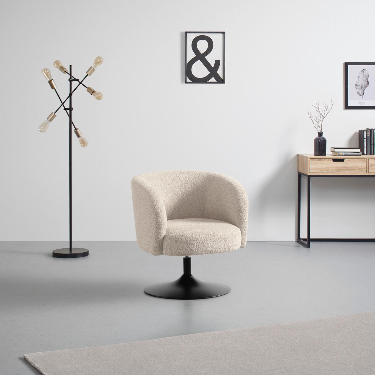 Otočná stolička GIRO, béžová ženilka, max.120 kg - čierna/béžová, Modern, kov/textil (67/68/73cm) - Premium Living