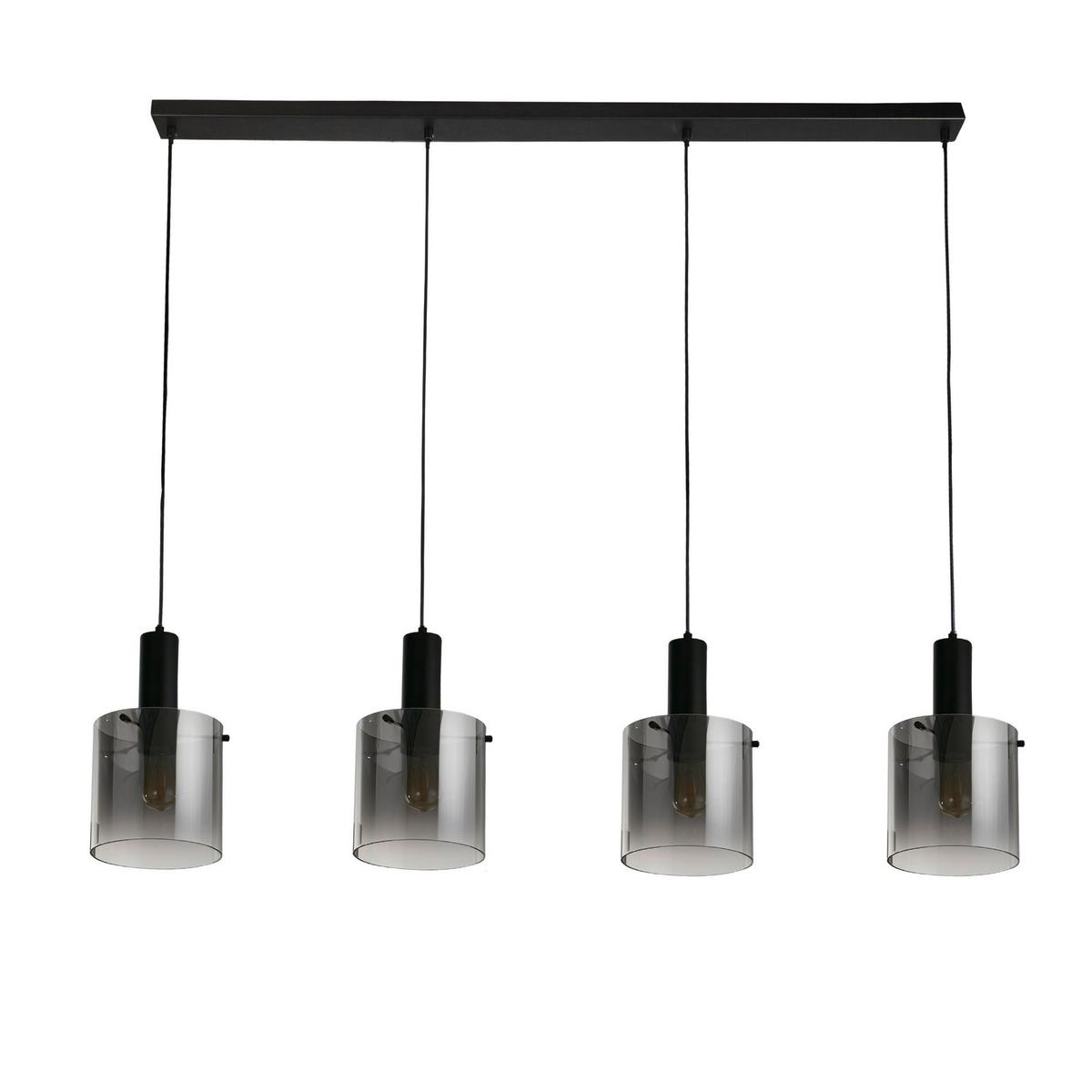 Pendelleuchte 88910-4bk - Schwarz, Design, Glas/Metall (142/35-150/22cm)