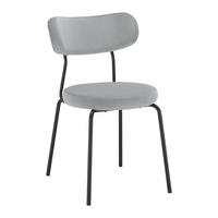 Sametová židle Lea - šedá - šedá/černá, Moderní, kov/dřevo (51/82/63cm) - Bessagi Home