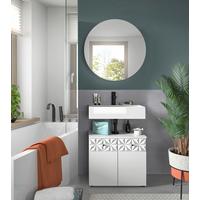 Badezimmer Prisma, Schwarz/Weiß K: 60 cm - Schwarz/Weiß, MODERN, Glas/Holzwerkstoff (60cm) - MID.YOU