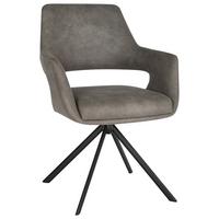 Armlehstuhl Coco Webstoff grau, B: 58cm - Schwarz/Grau, KONVENTIONELL, Textil/Metall (58/83/62cm)