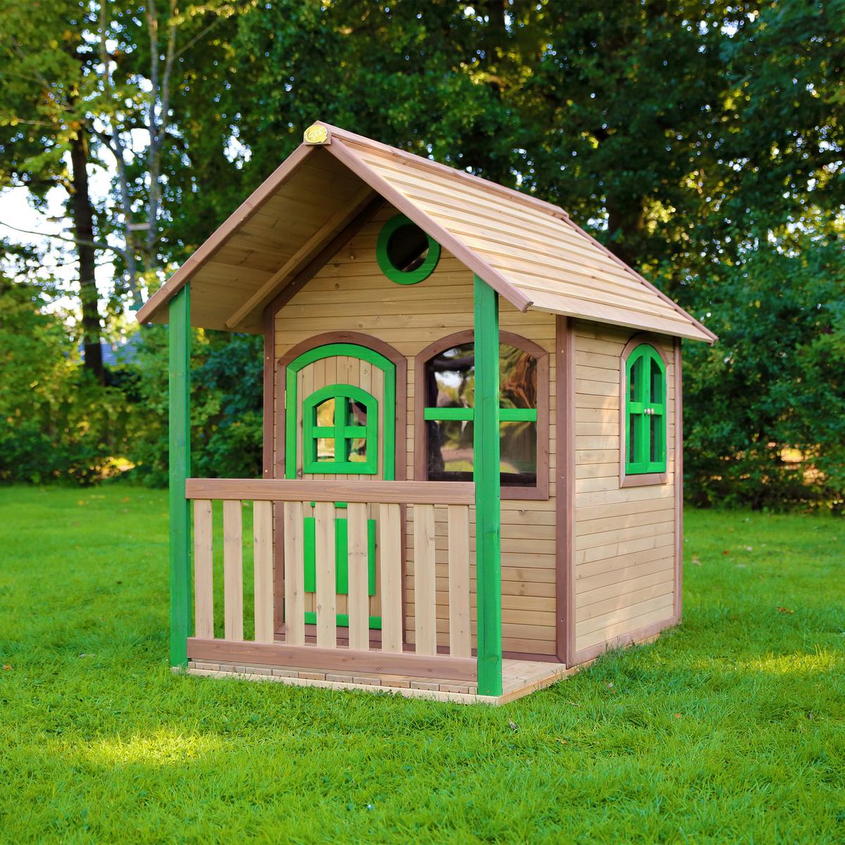 Spielhaus Alex Braun/grün B: 137 Cm - Braun/Grün, KONVENTIONELL, Holz (137/178/191cm) - Ambia Garden