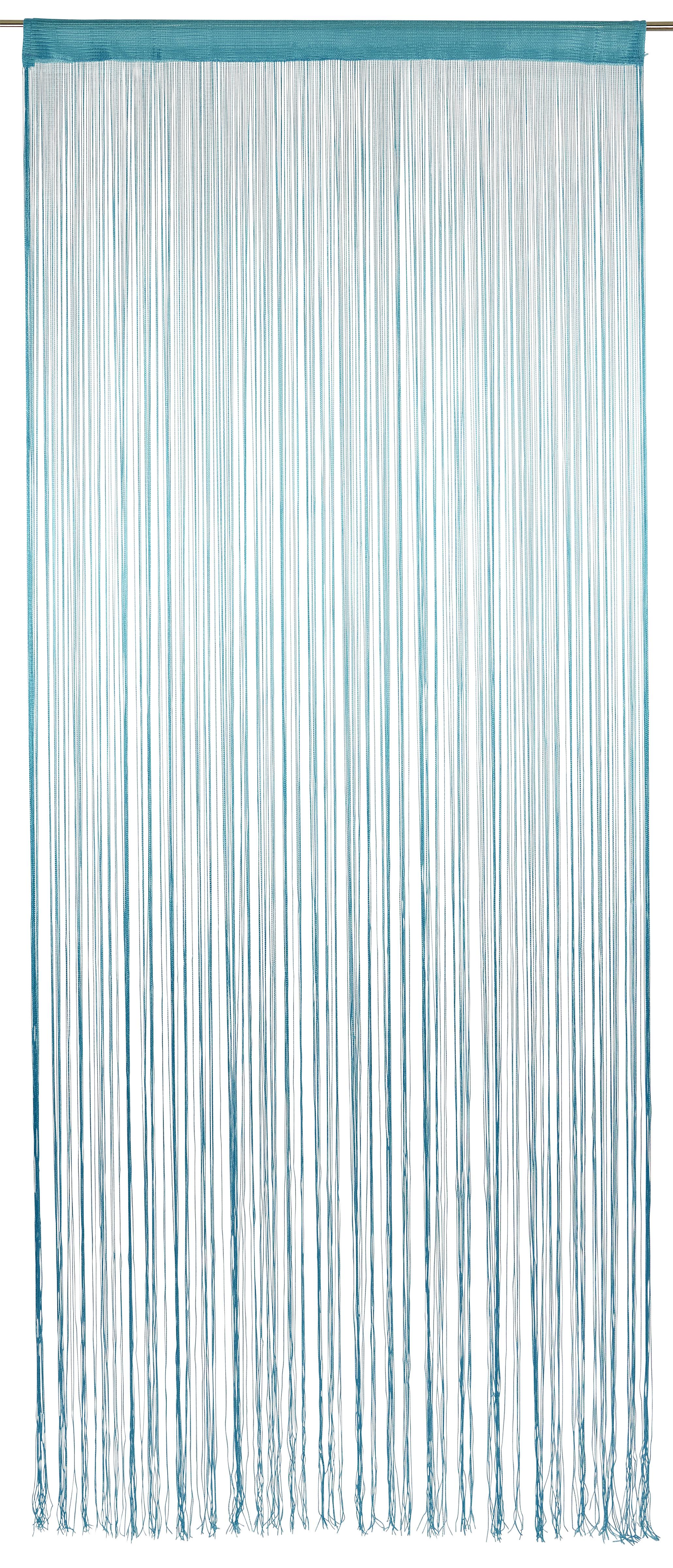 Fadenvorhang Stangendurchzug Marietta B: 90cm, Aqua - Hellblau, KONVENTIONELL, Textil (90/245cm) - Ombra