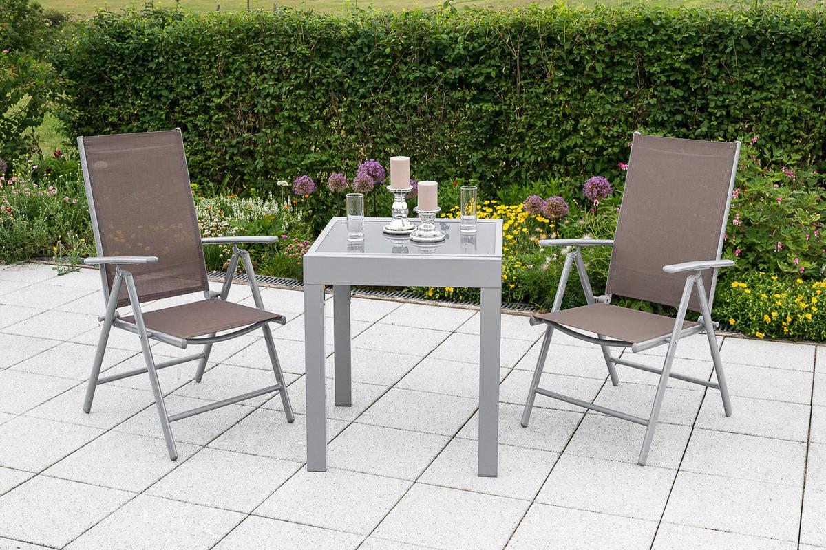 Gartenset Amalfi - Taupe/Silberfarben, MODERN, Textil/Metall - Gardenson