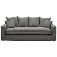 3-Sitzer-Sofa Aurora Grau Bouclé - Schwarz/Grau, Trend, Textil (227/92/105cm) - Livetastic