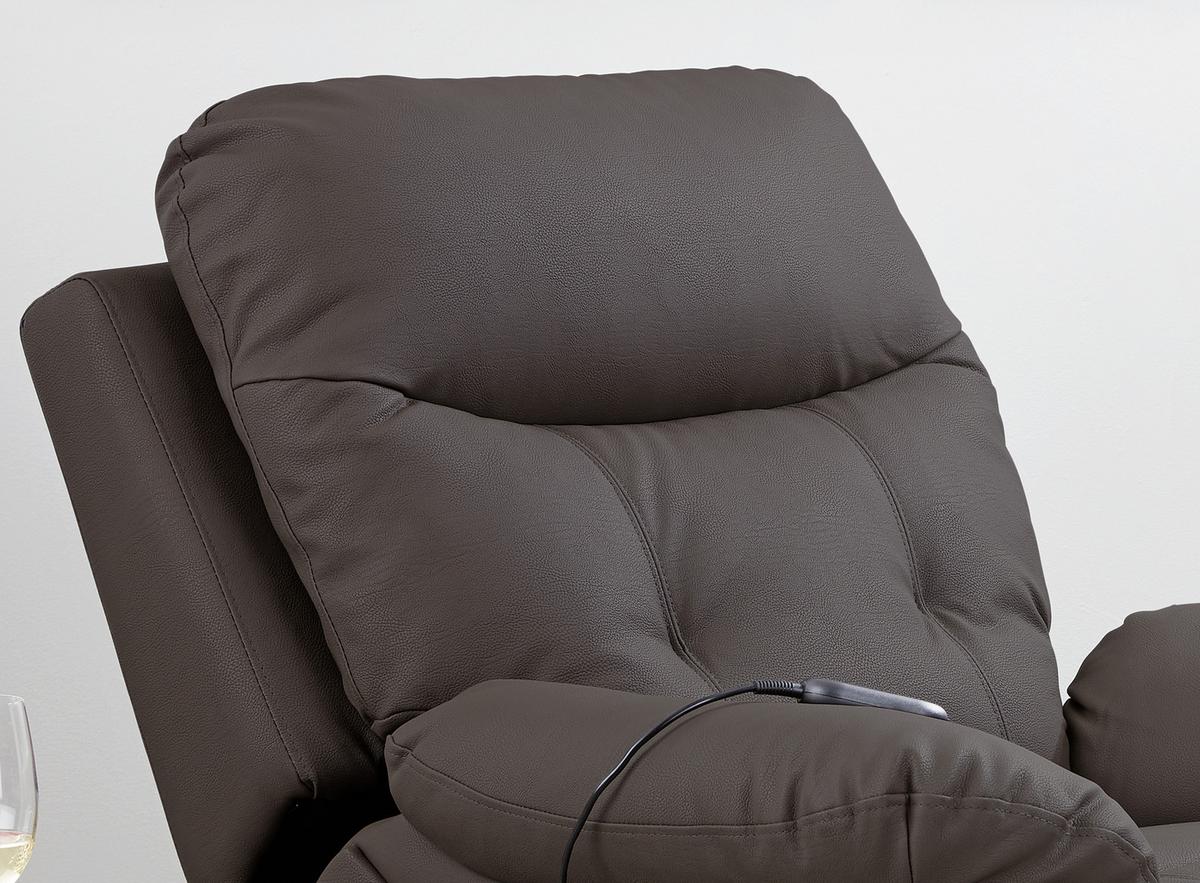 Relaxačné kreslo MARIO, hnedá, kožený vzhľad - hnedá/čierna, Konventionell, kov/textil (89/107-79/94-165cm) - James Wood