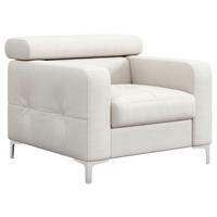 Polstersessel Sammy Hellgrau Leder - Chromfarben/Weiß, Design, Leder (99/78-92/106cm) - Livetastic