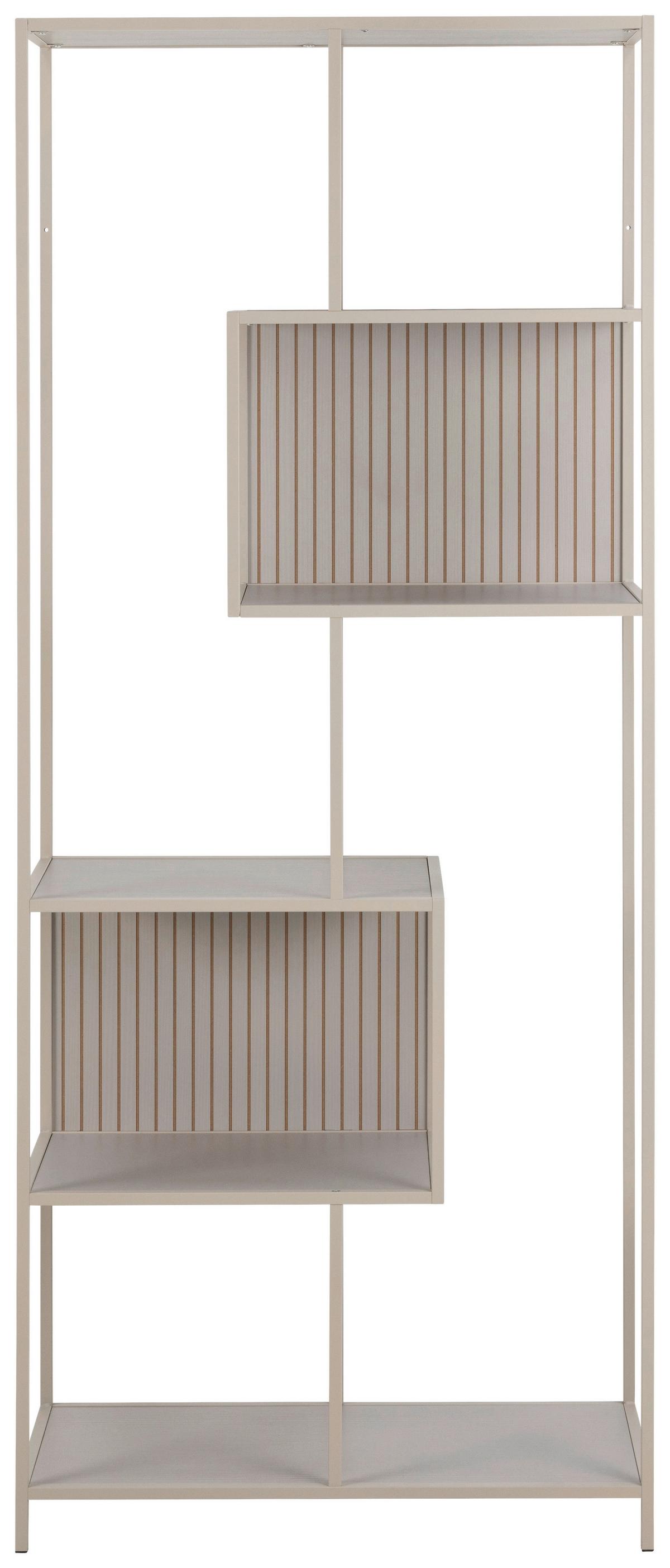 REGÁL SEAFORD - šedá, Moderní, kov/kompozitní dřevo (77/185/35cm)