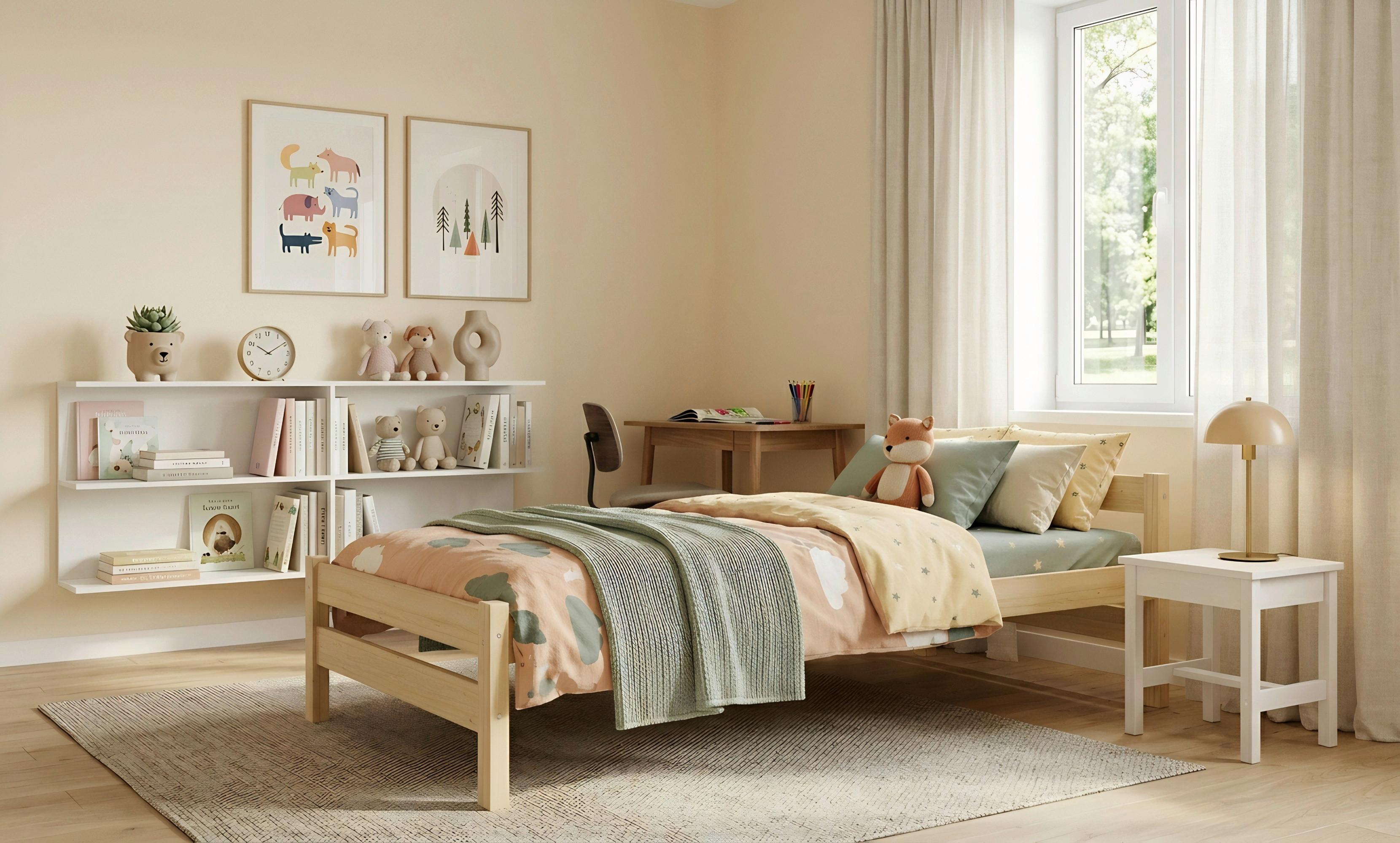 Kinder-/Juniorbett Aleks Kiefer Echtholz B: 80cm - Kieferfarben, MODERN, Holz/Textil (80/180cm) - MID.YOU