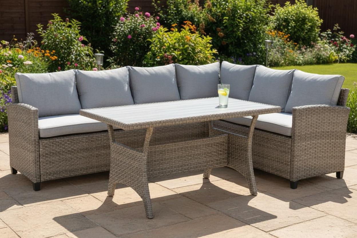 Loungegarnitur 3-Tlg Vipora aus Kunststoff mit Kissen - Grau, MODERN, Kunststoff/Textil (234/178cm) - Ondega