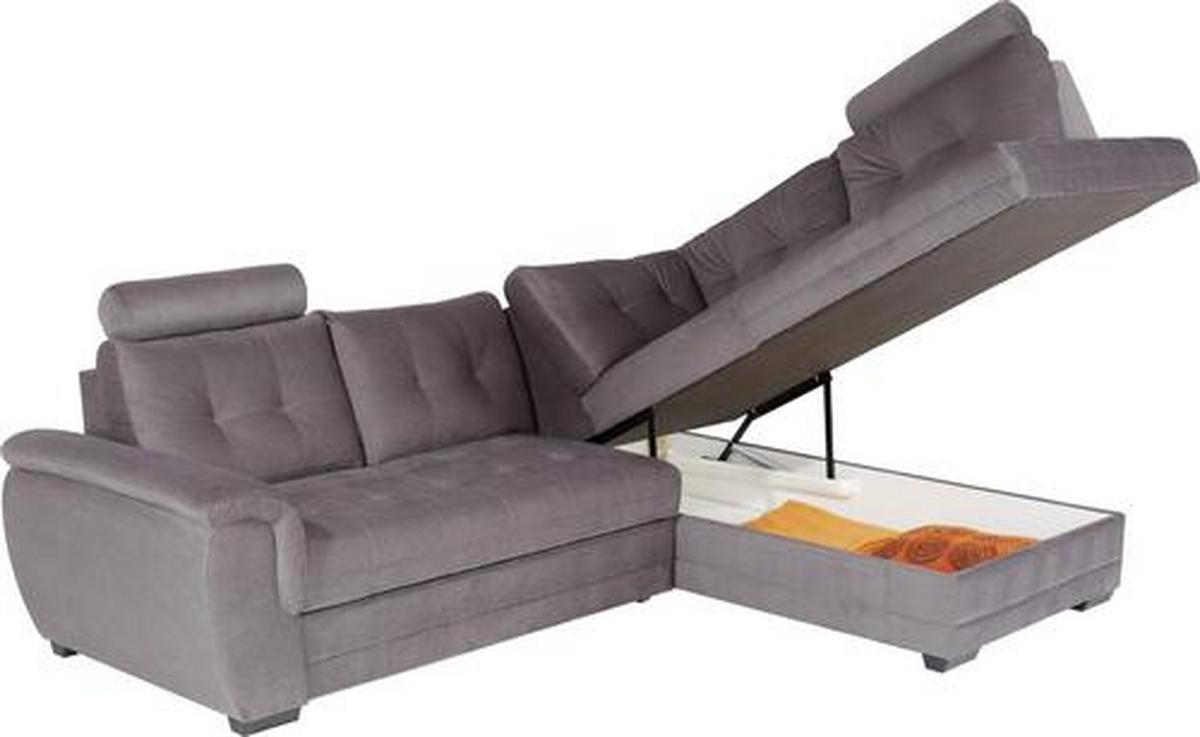 Sarokkanapé Falco - sötétszürke, Konventionell, textil (251/183cm) - Ondega