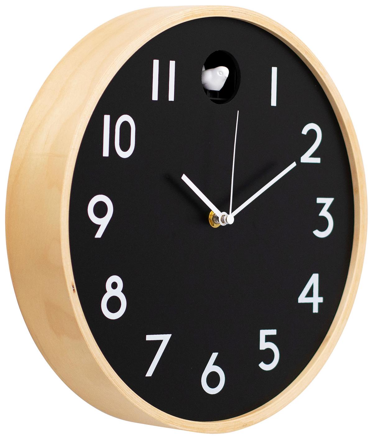 Nástěnné hodiny Ø 31 cm - černá/přírodní barvy, Moderní, dřevo (31,5cm) - Mömax