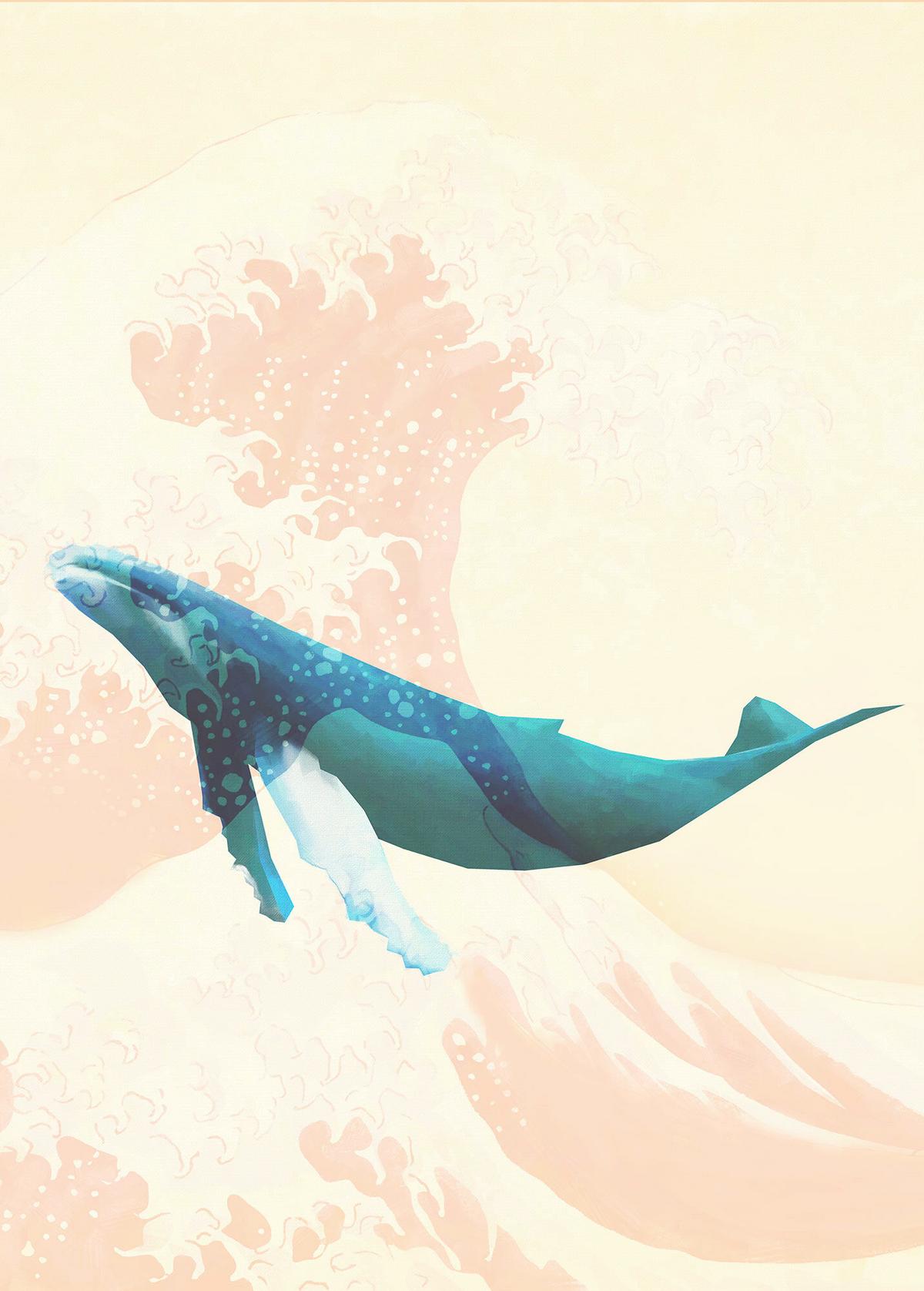 Fototapete Whale Voyage - Multicolor, Trend, Papier (200/280cm)