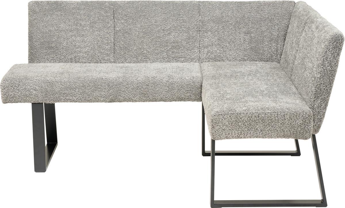 Eckbank Terri Grau, ca. 160x130cm - Schwarz/Grau, KONVENTIONELL, Textil/Metall (160/130cm) - MID.YOU