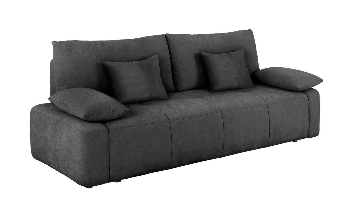 Schlafsofa Hello Lux 3Dl Graphitfarben B: 240cm - Schwarz/Graphitfarben, Design, Textil (240/93/108cm) - MID.YOU