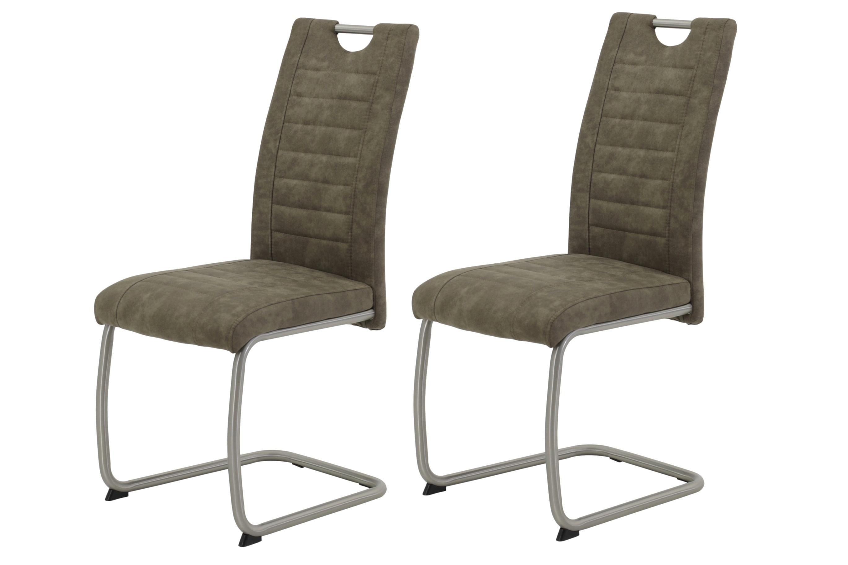 Schwingstuhl-Set Ulla S - Schlammfarben/Edelstahlfarben, MODERN, Textil/Metall (43/98/59cm) - MID.YOU