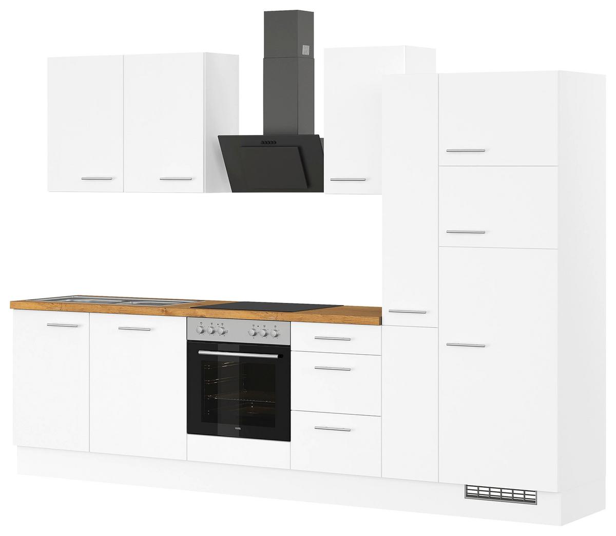 Küchenblock Ip120 Weiß B: 310 Cm - Eichefarben/Weiß, Trend, Holzwerkstoff (310cm) - Impuls